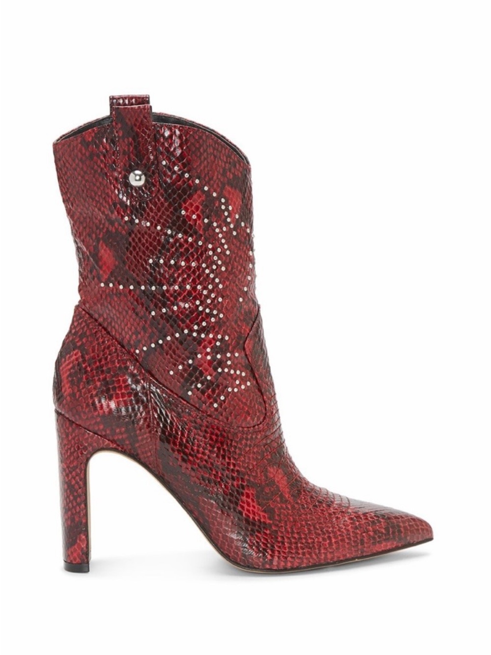 Jessica Simpson Red Snakeskin-Embossed High-Heel Western Boot